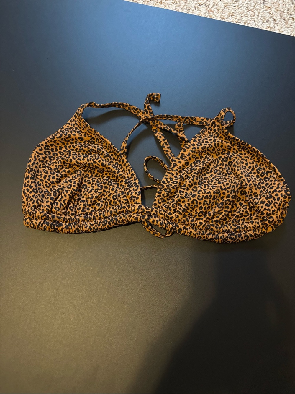 Xhilaration Leopard Print Triangle Bikini Top - Tan & Black